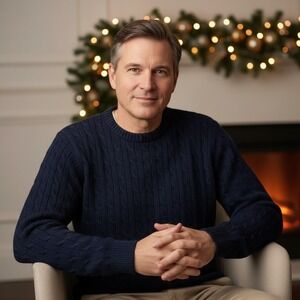 Jos A Bank Executive Collection Navy Cotton Cable Knit Sweater XXL‎